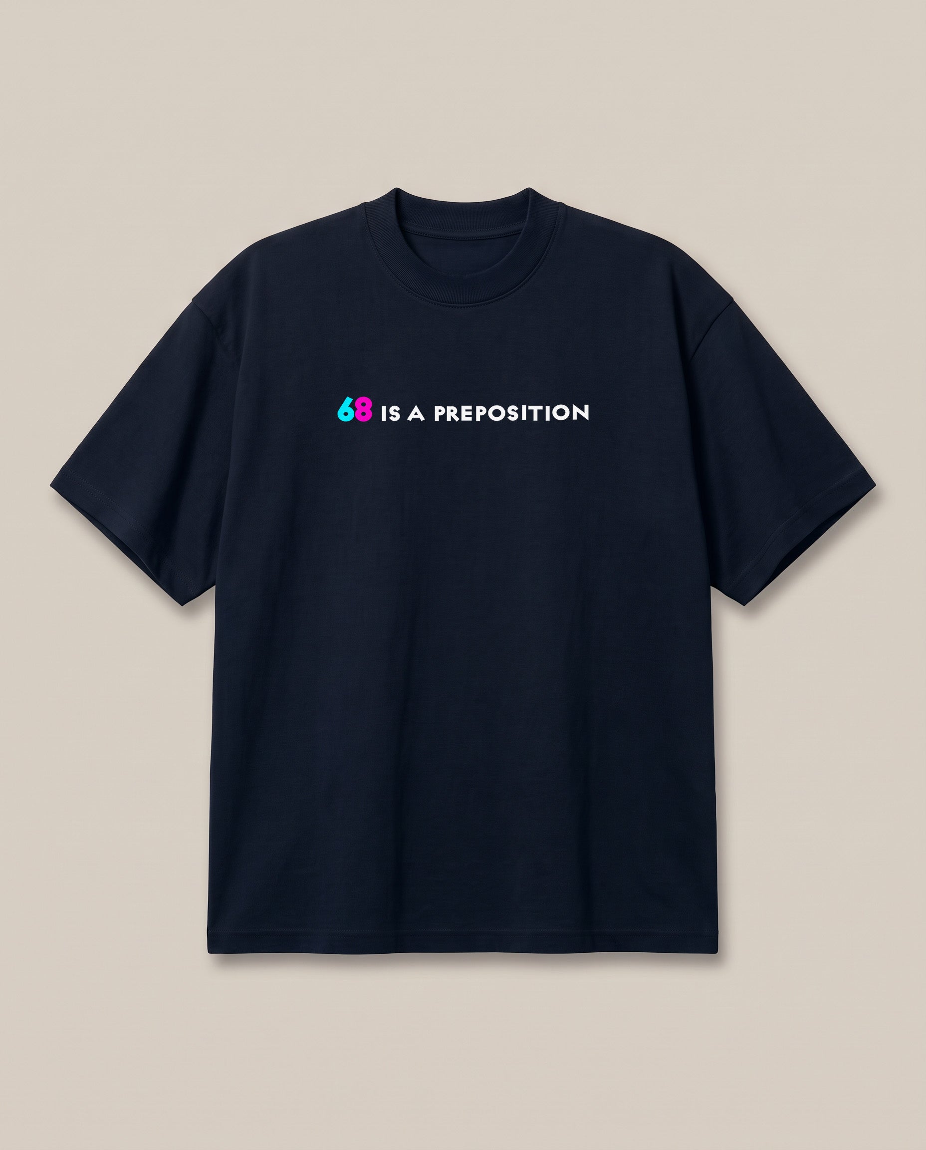 69 Navy oversized t-shirt — adult joke, front print