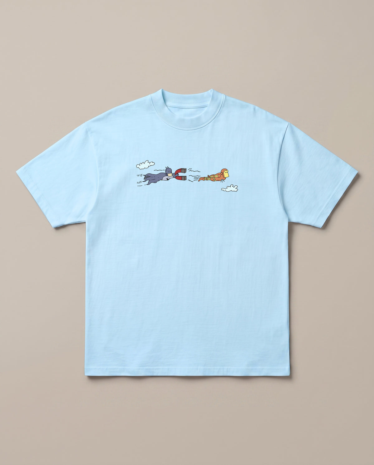 Batman Vs Iron Man Baby Blue oversized t-shirt — marvel dc funny, front print