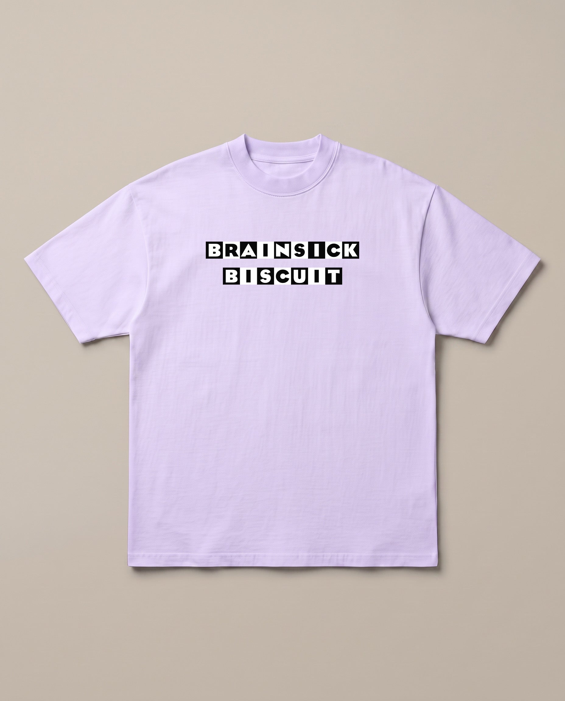 Brainsick Biscuit Lavender oversized t-shirt — brainsick biscuit logo in cartoon netwrok parody, front print