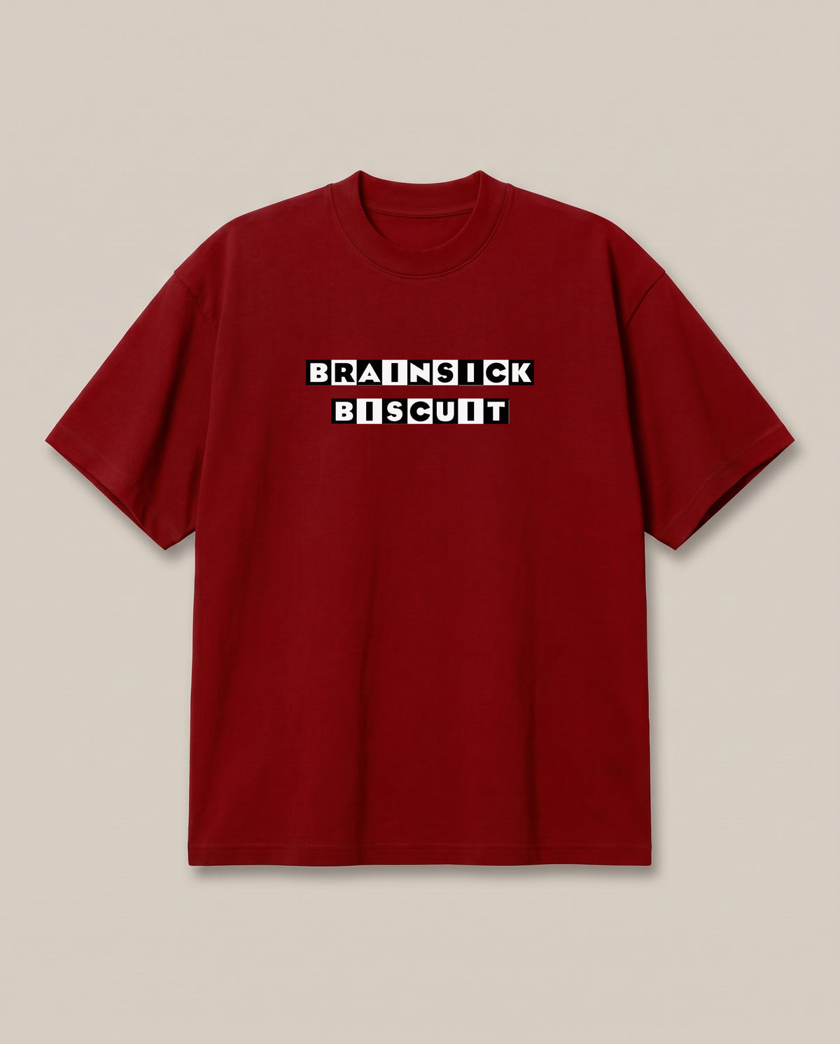 Brainsick Biscuit Red oversized t-shirt — brainsick biscuit logo in cartoon netwrok parody, front print