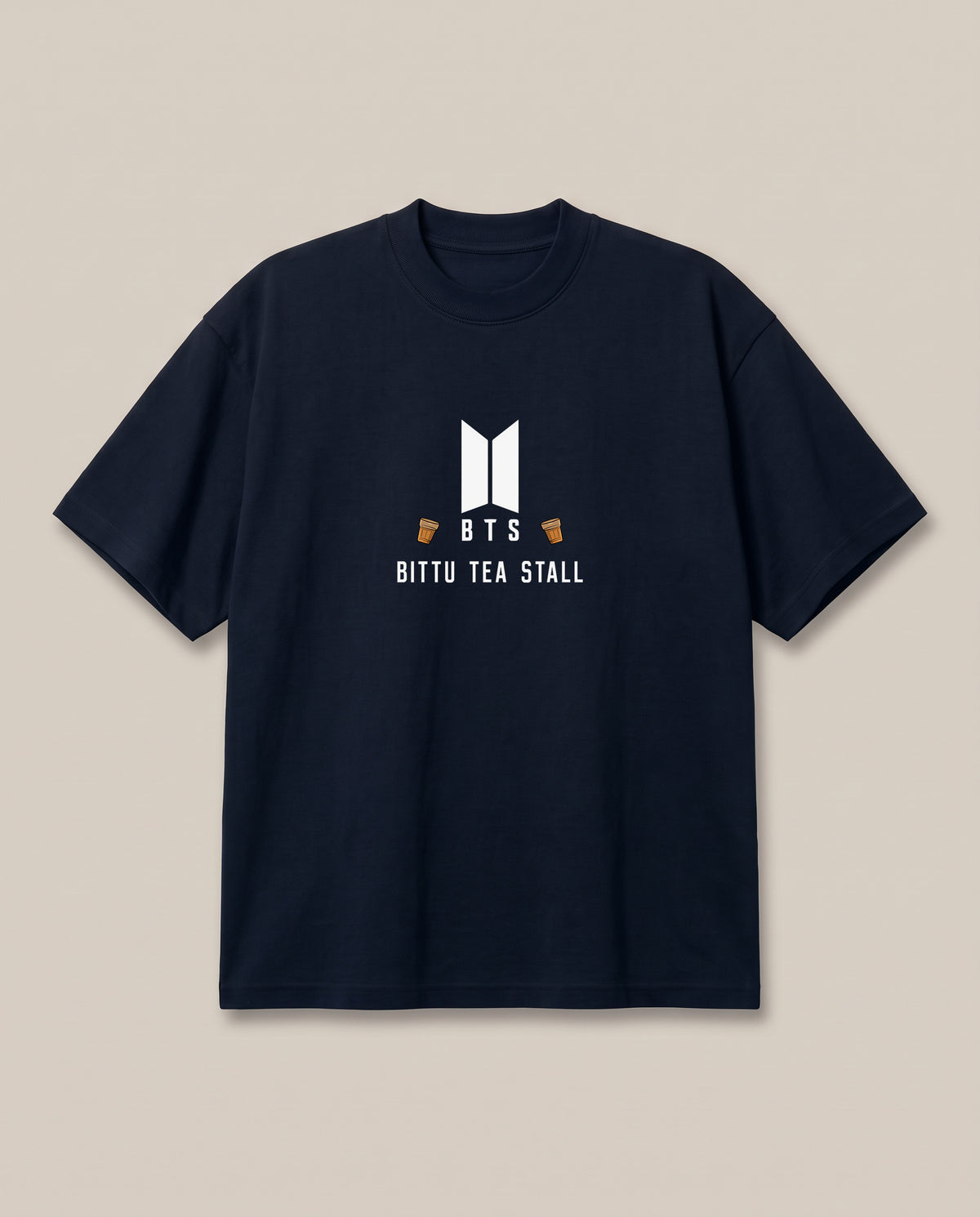 Bittu Tea Stall(BTS) Navy oversized t-shirt — bts parody, front print