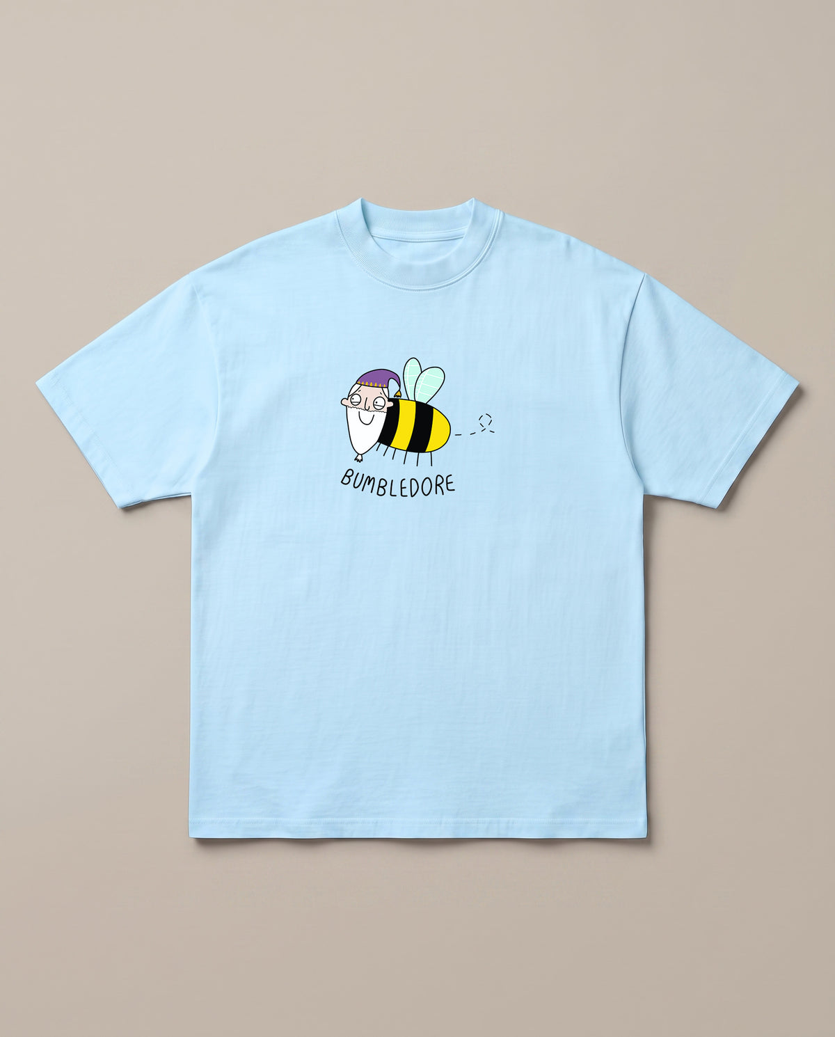 Bumbledore Baby Blue oversized t-shirt — dumbledore bumblebee parody harry potter, front print