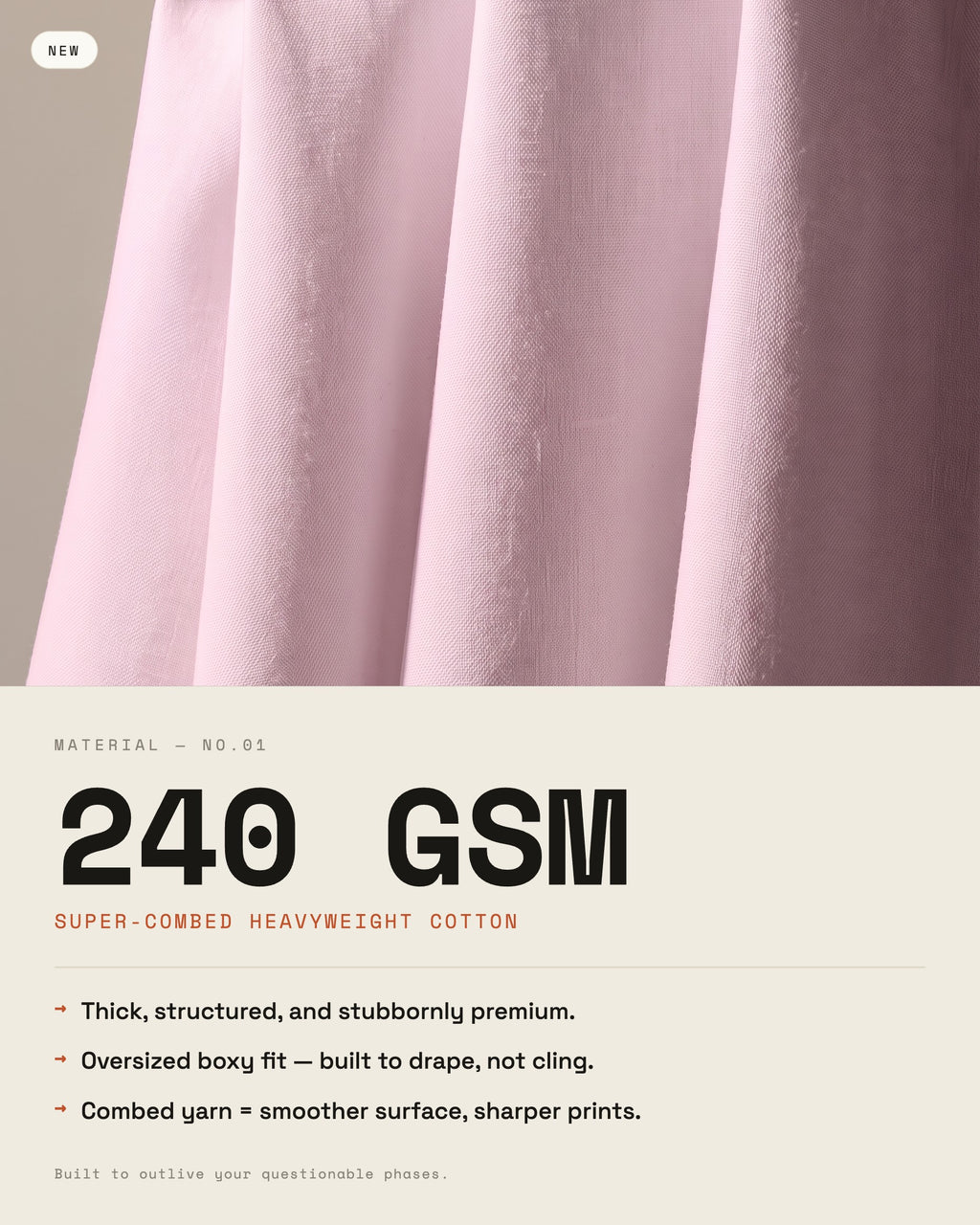 Bumbledore Baby Pink oversized t-shirt — 240 GSM cotton fabric detail