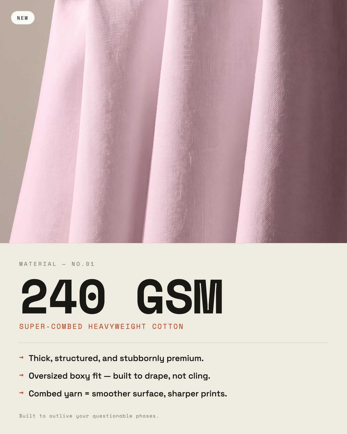 Bumbledore Baby Pink oversized t-shirt — 240 GSM cotton fabric detail
