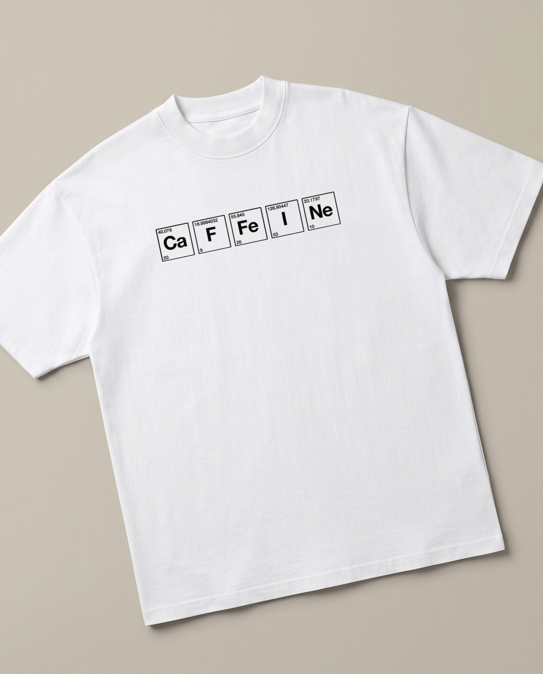 Caffeine White oversized t-shirt, angled view
