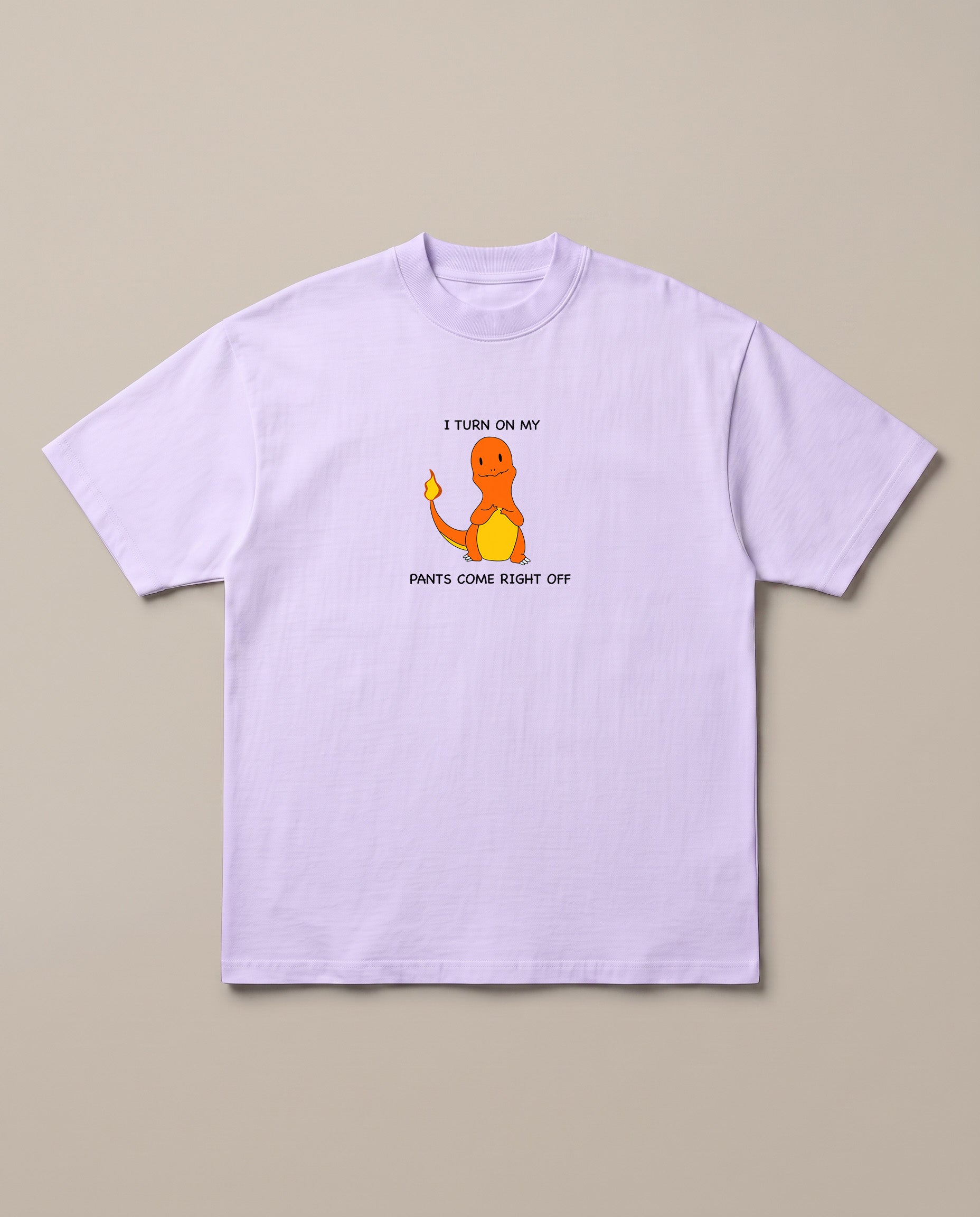 Charmander Lavender oversized t-shirt — charmender pokemon flirting, front print