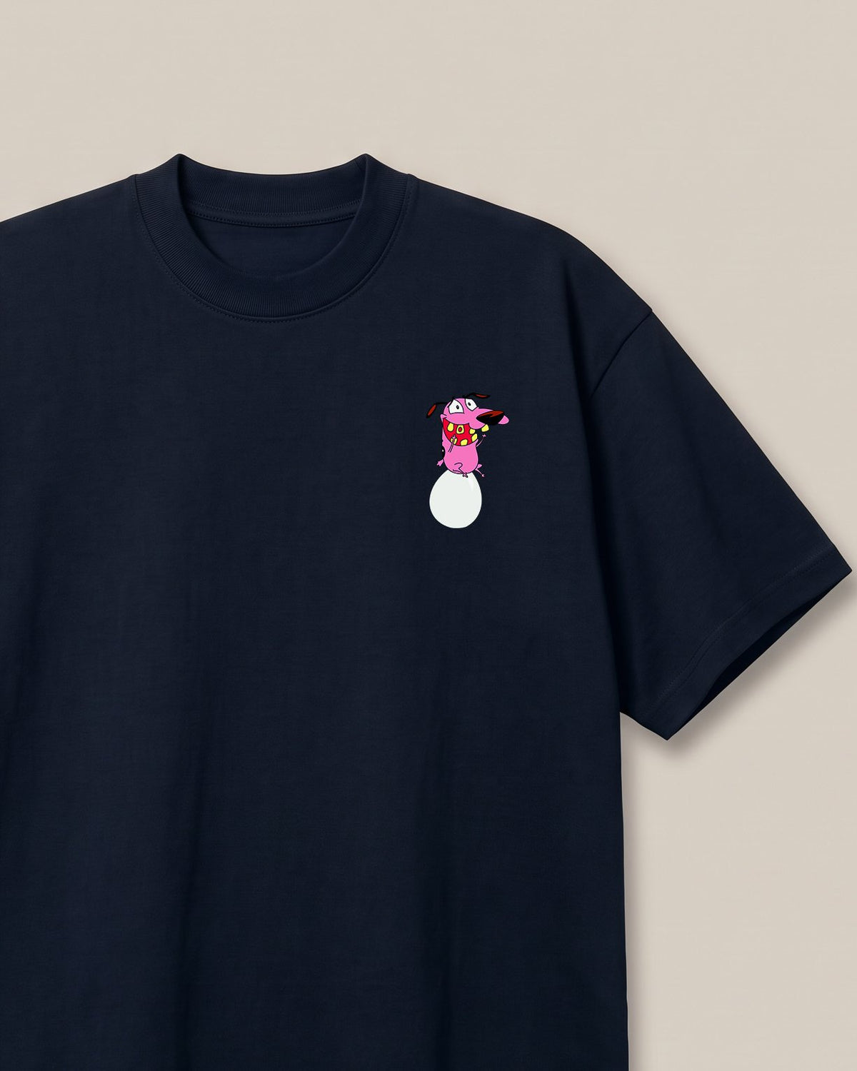 Courage's Egg-Sitting Adventure Navy oversized t-shirt, front print
