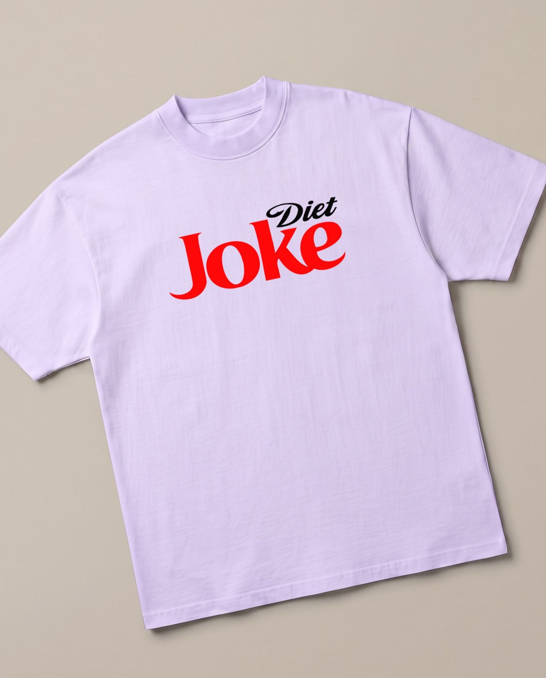 Diet Joke Lavender oversized t-shirt — diet coke parody, angled view