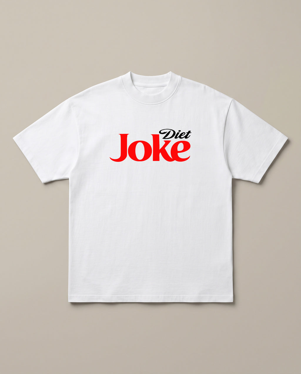 Diet Joke White oversized t-shirt — diet coke parody, front print