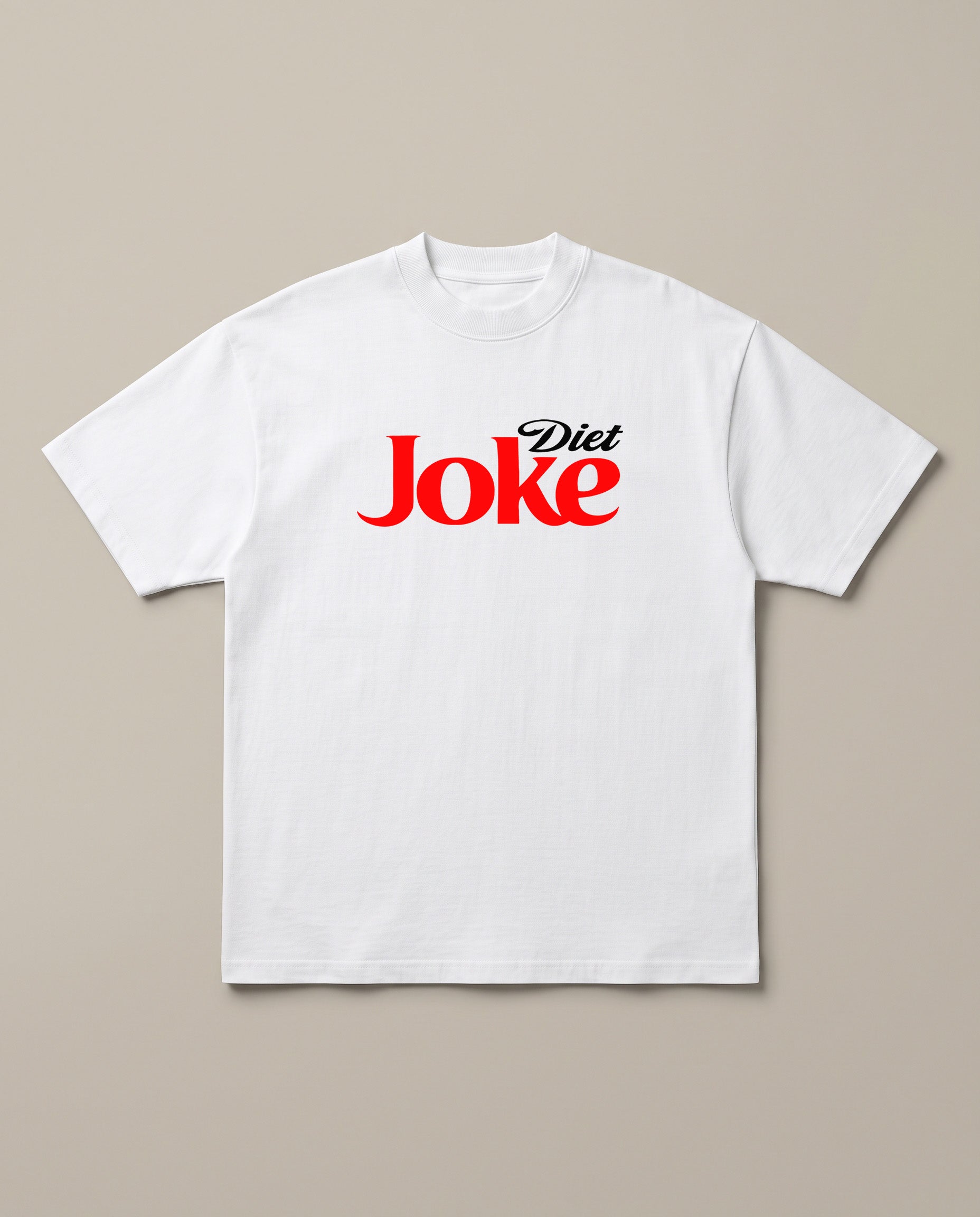 Diet Joke White oversized t-shirt — diet coke parody, front print