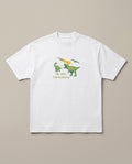 Extinction-Level Recession White oversized t-shirt — earth is crashing due to crashed economy, front print