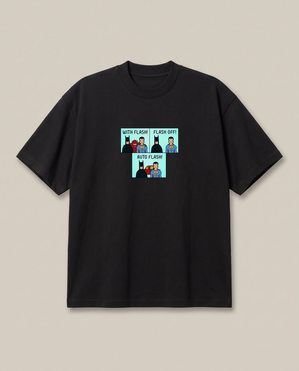 Auto Flash t-shirt Black oversized t-shirt — dc batman superman flash joke, front print