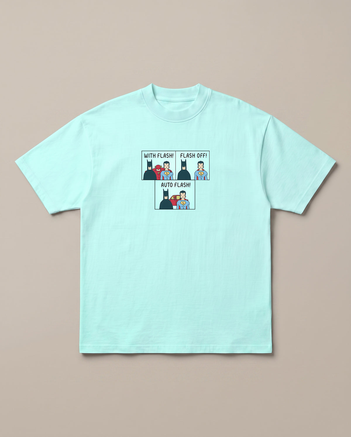Auto Flash t-shirt Mint oversized t-shirt — dc batman superman flash joke, front print
