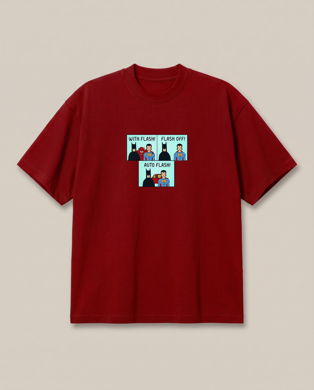 Auto Flash t-shirt Red oversized t-shirt — dc batman superman flash joke, front print