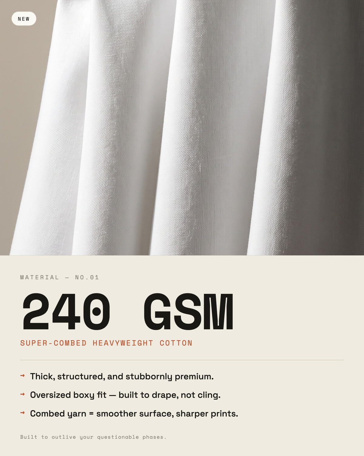 Auto Flash t-shirt White oversized t-shirt — 240 GSM cotton fabric detail