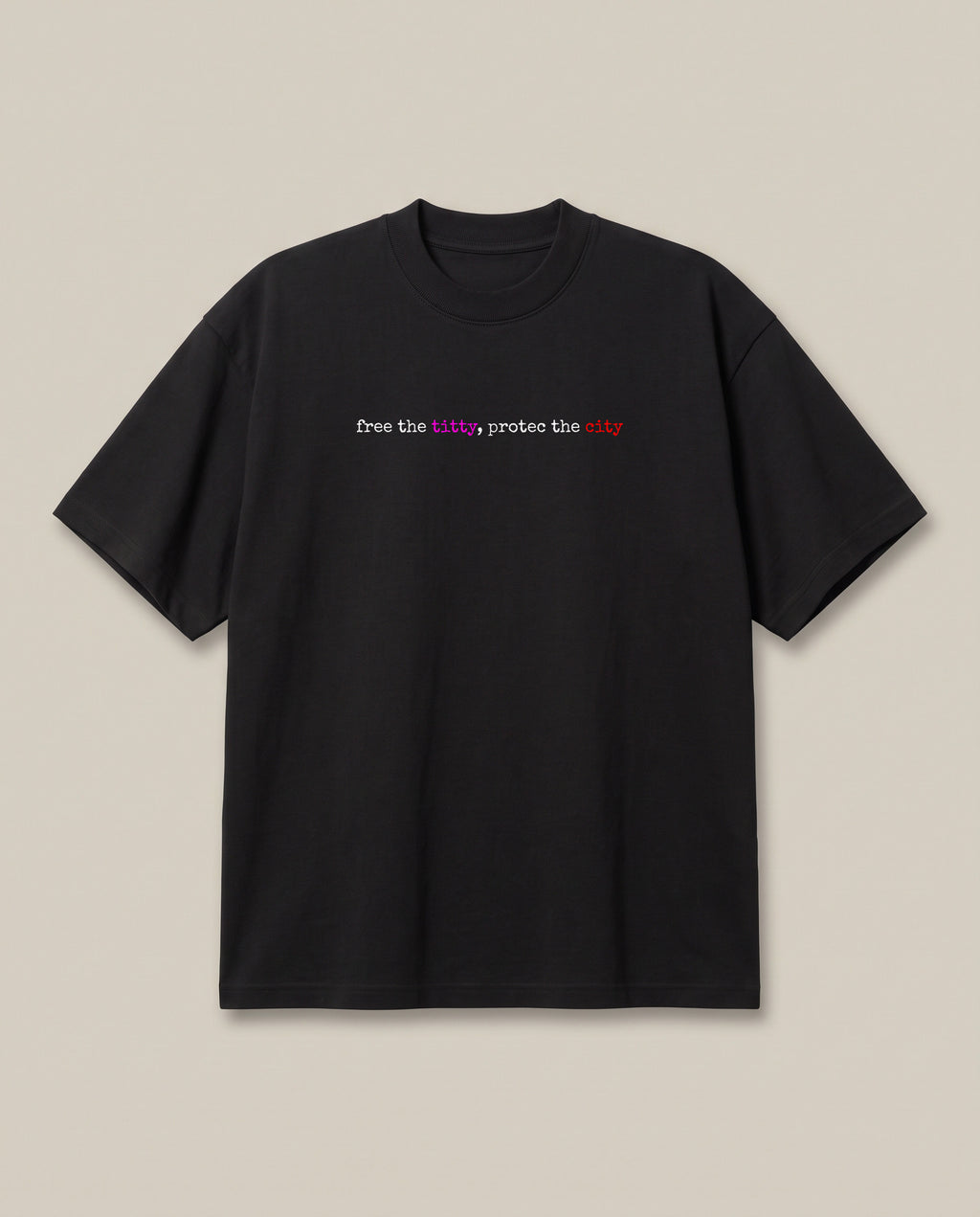 Free The Titty Black oversized t-shirt — why were bra's even invented, front print