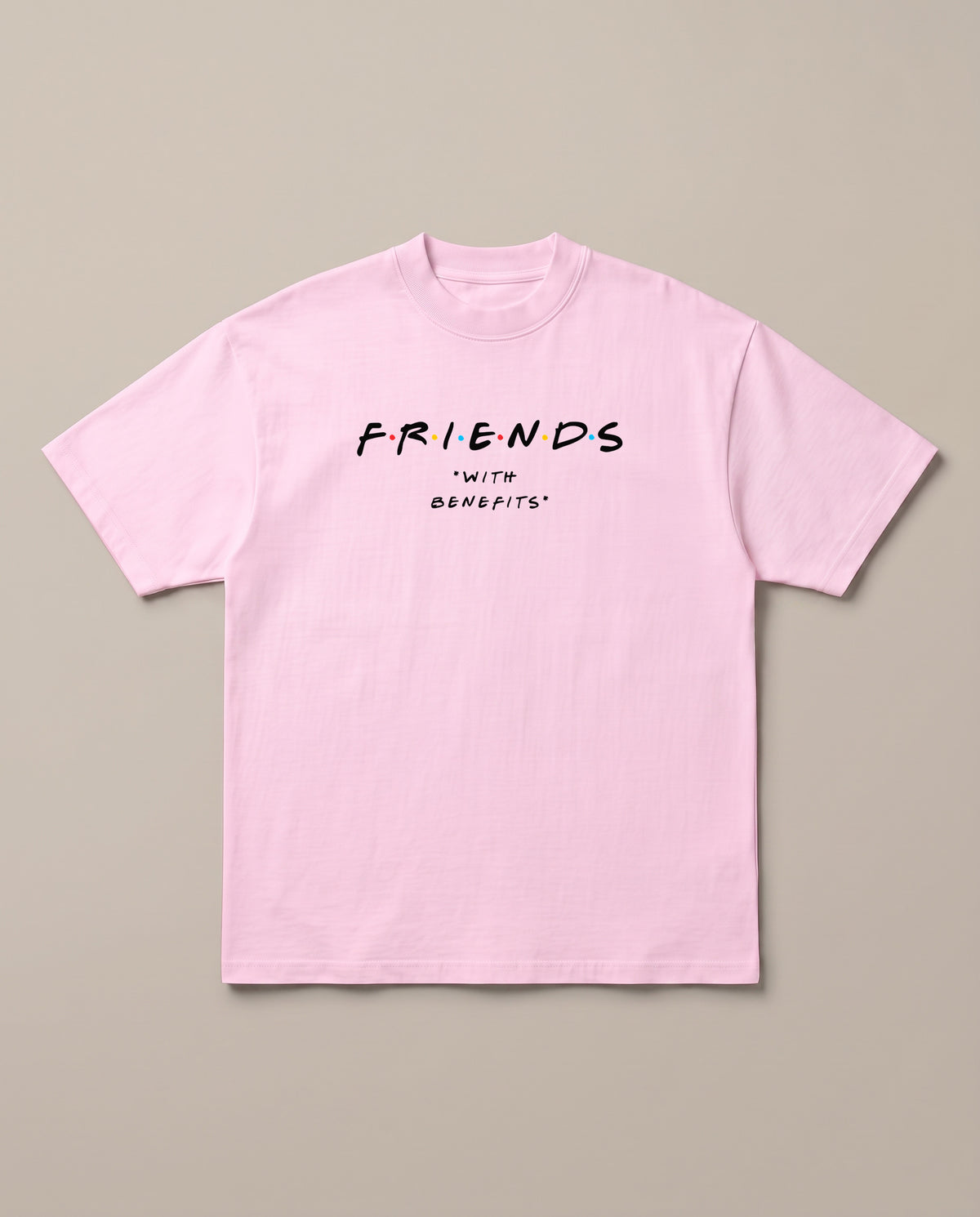 Friends With Benefits Baby Pink oversized t-shirt — friends tv show logo parody with benefits, front print
