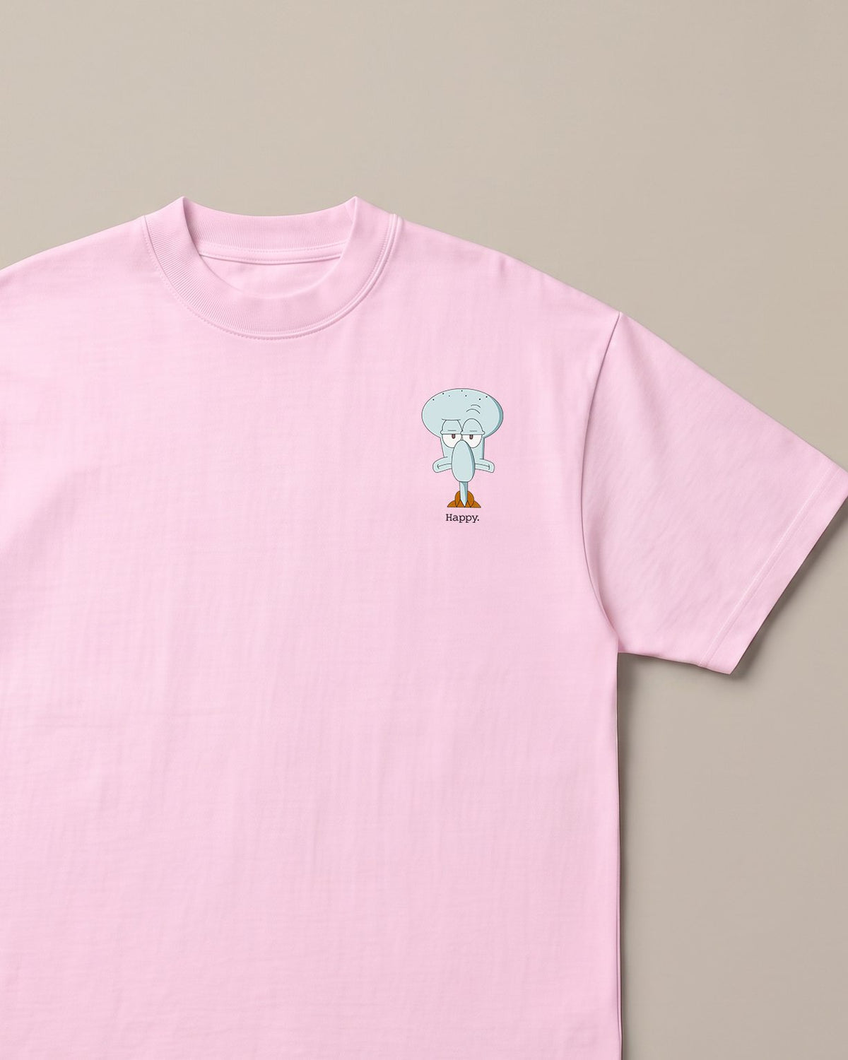 Happy Baby Pink oversized t-shirt — squidward is not happy spongebob, front print