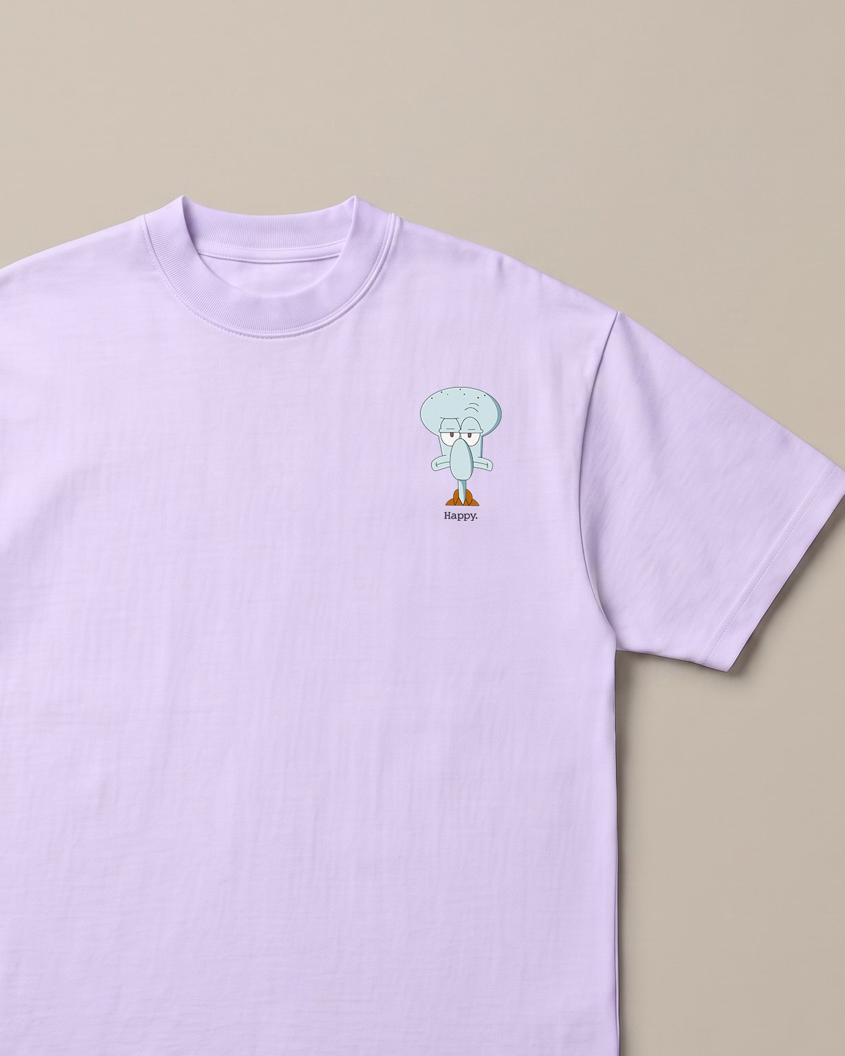 Happy Lavender oversized t-shirt — squidward is not happy spongebob, front print