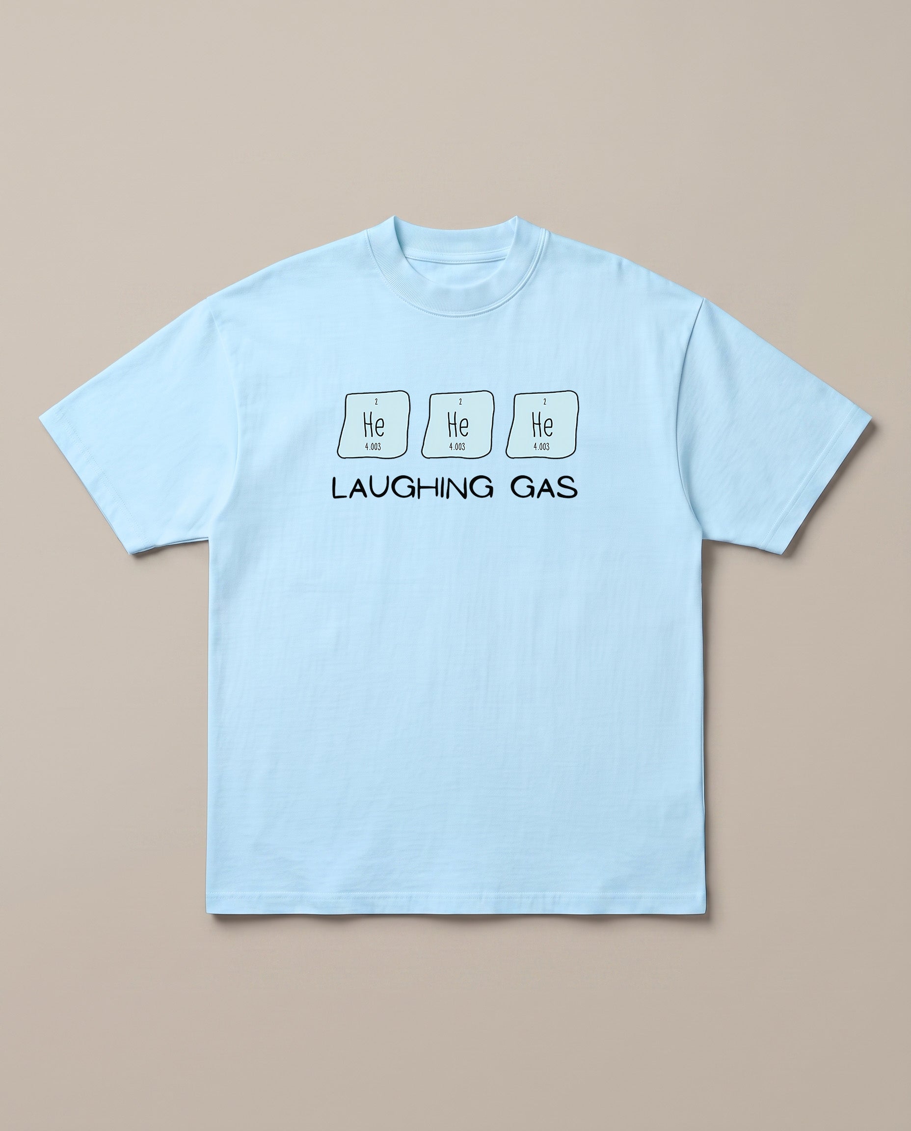 Hehehe Baby Blue oversized t-shirt — chemistry joke laughing gas, front print