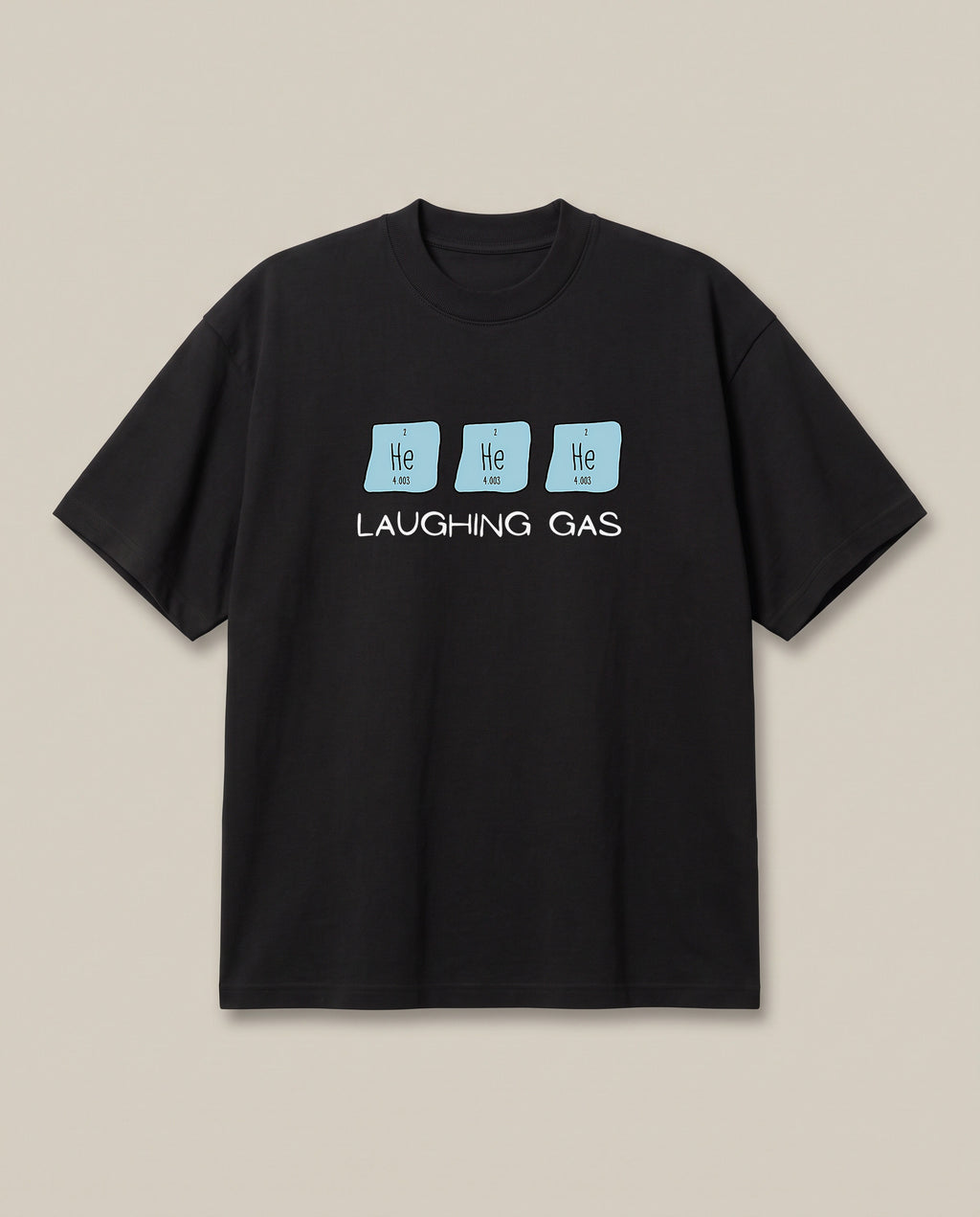 Hehehe Black oversized t-shirt — chemistry joke laughing gas, front print