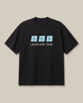 Hehehe Black oversized t-shirt — chemistry joke laughing gas, front print