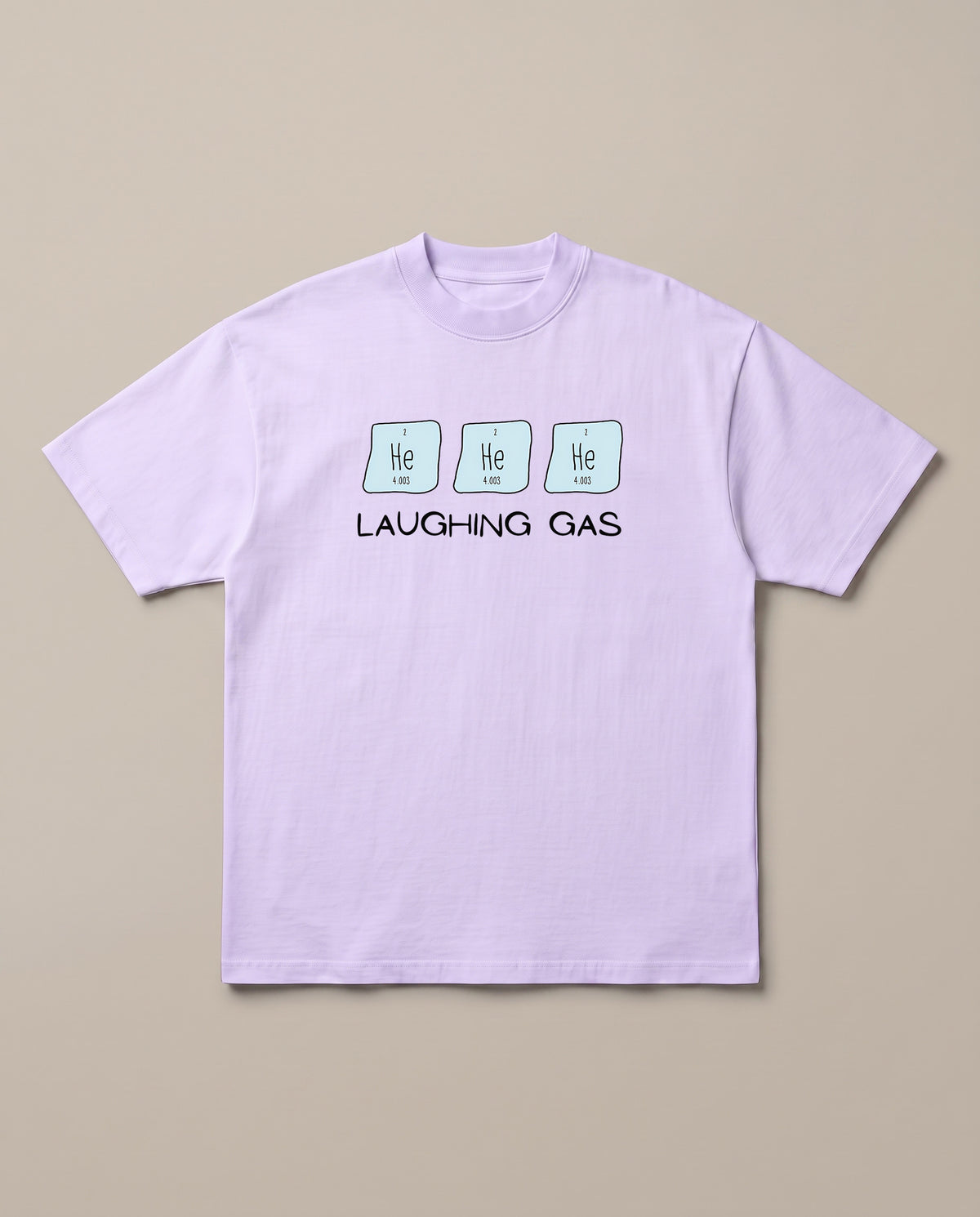 Hehehe Lavender oversized t-shirt — chemistry joke laughing gas, front print