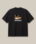Incorgnito Black oversized t-shirt — corgi dog going incgonito pun, front print