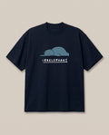 Irrelephant Navy oversized t-shirt — the elephant is irrelevent oun, front print