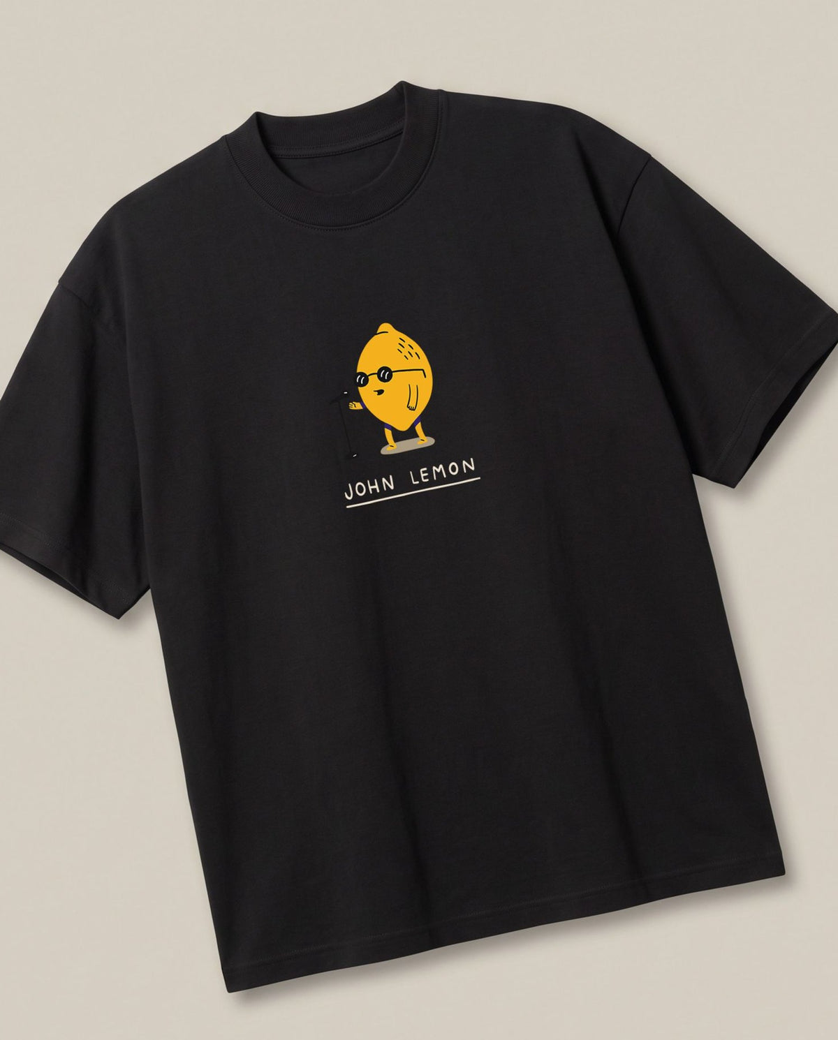 John Lemon Black oversized t-shirt, angled view