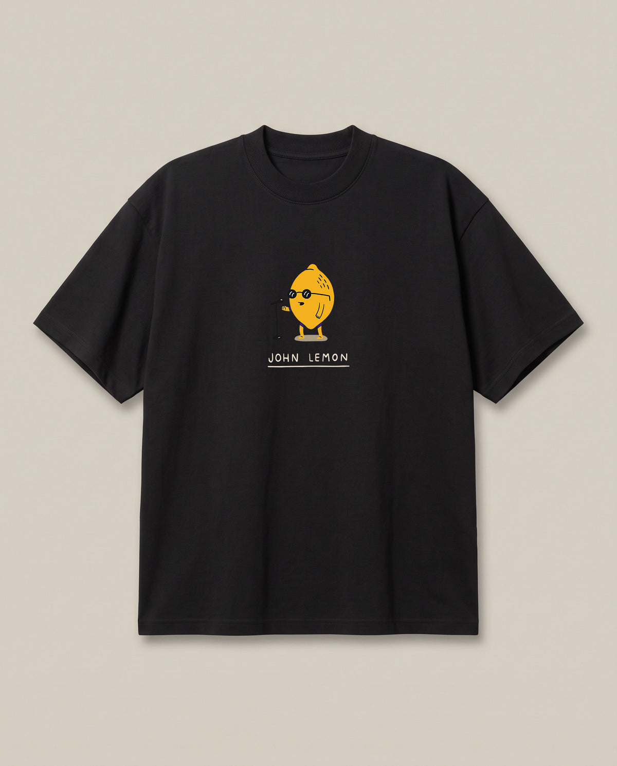 John Lemon Black oversized t-shirt, front print