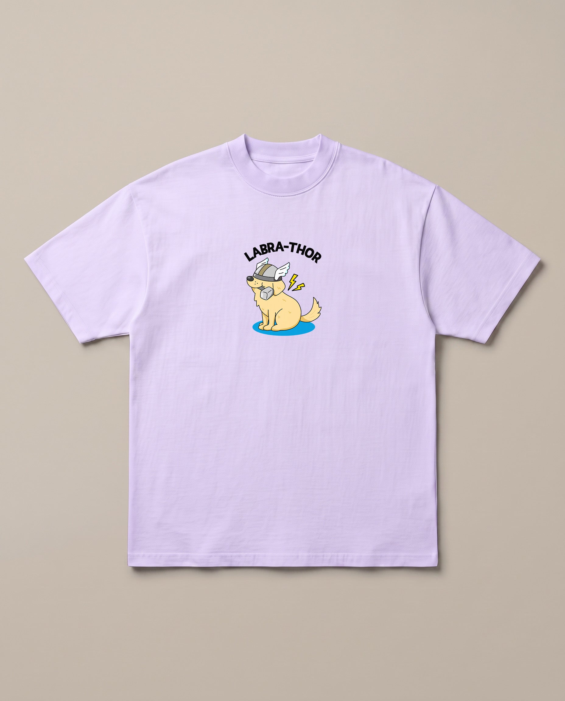 Labrathor Lavender oversized t-shirt — what if thor was a labrador, front print