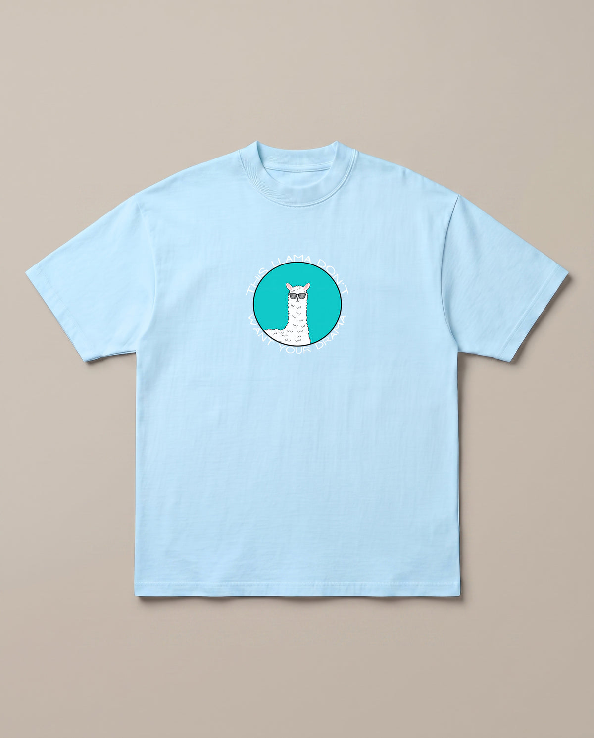 Llama Baby Blue oversized t-shirt — funny llama joke pun, front print
