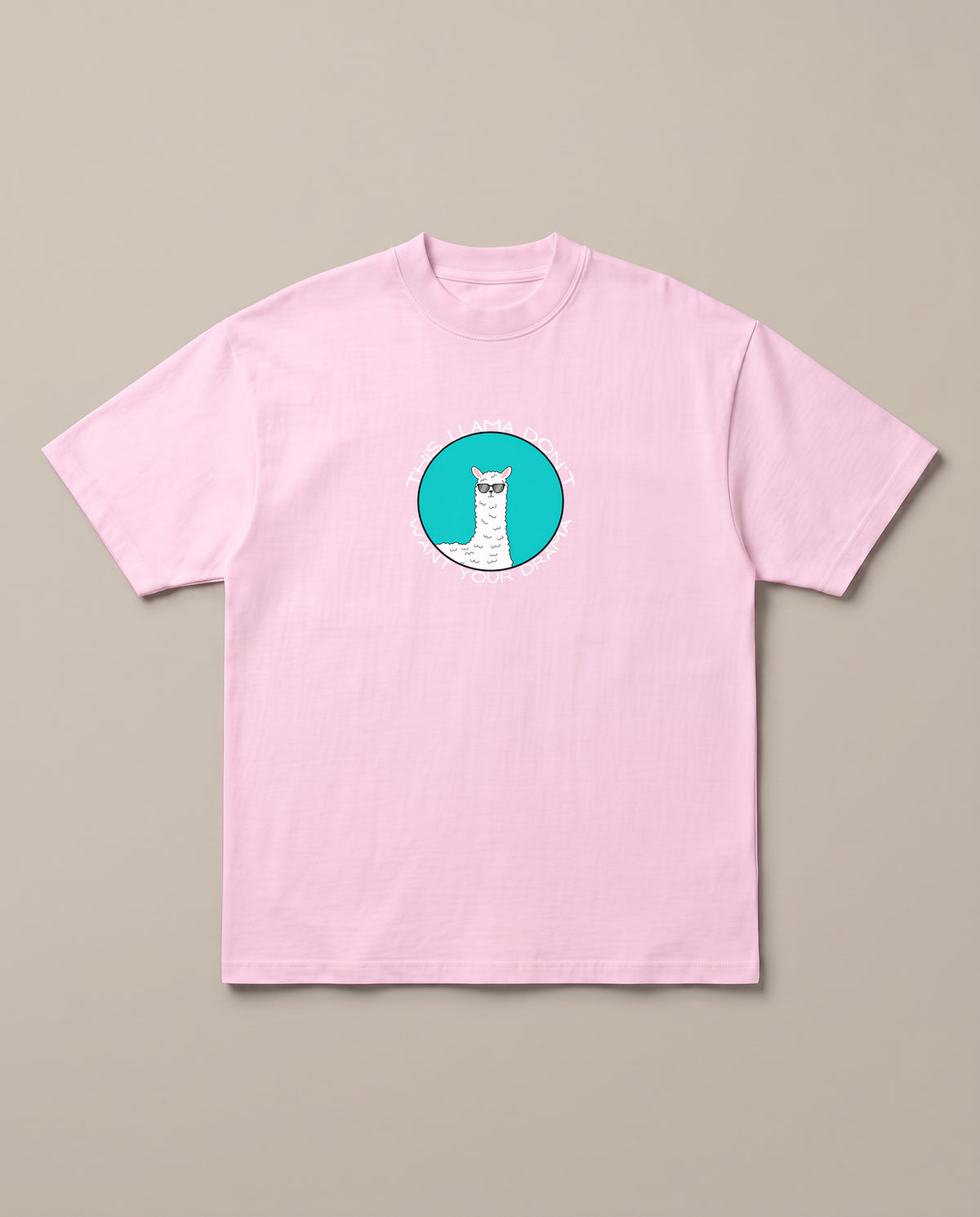 Llama Baby Pink oversized t-shirt — funny llama joke pun, front print