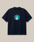 Llama Navy oversized t-shirt — funny llama joke pun, front print