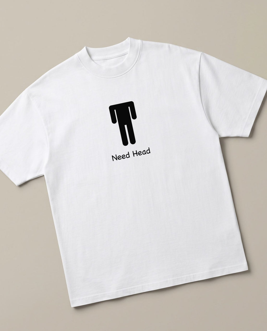 Need Head White oversized t-shirt — need a bj asap, angled view