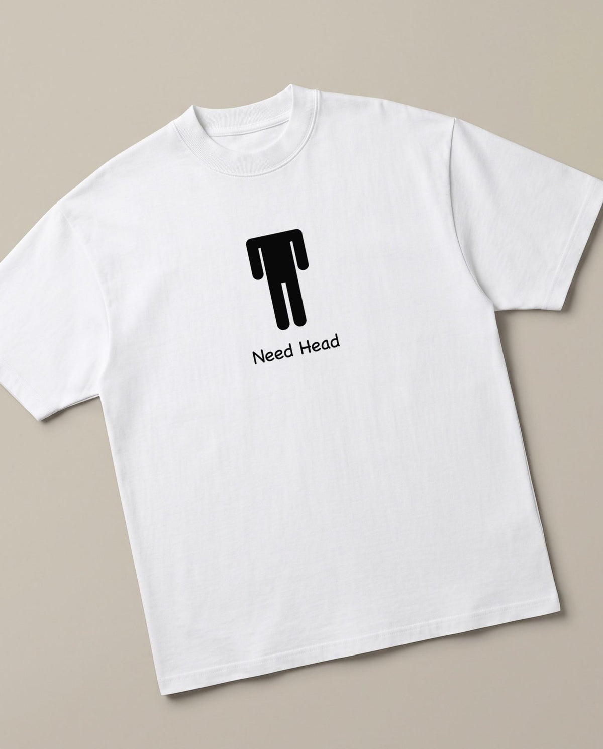 Need Head White oversized t-shirt — need a bj asap, angled view