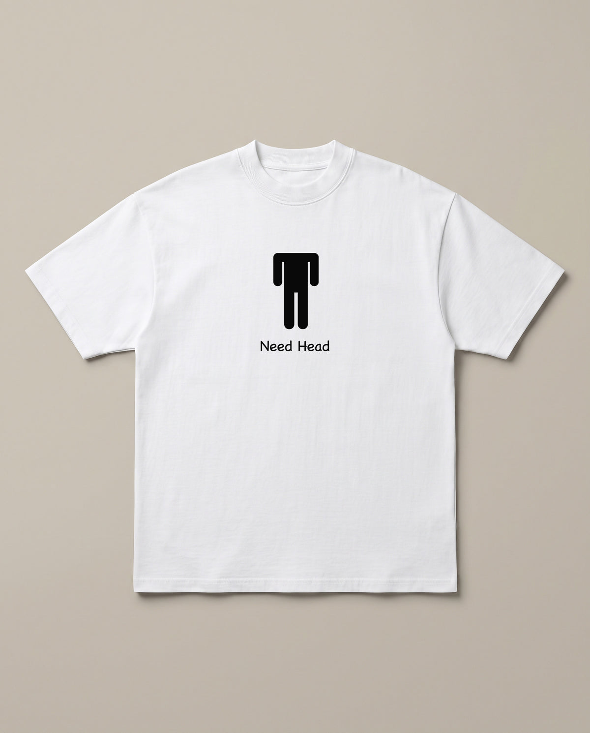 Need Head White oversized t-shirt — need a bj asap, front print