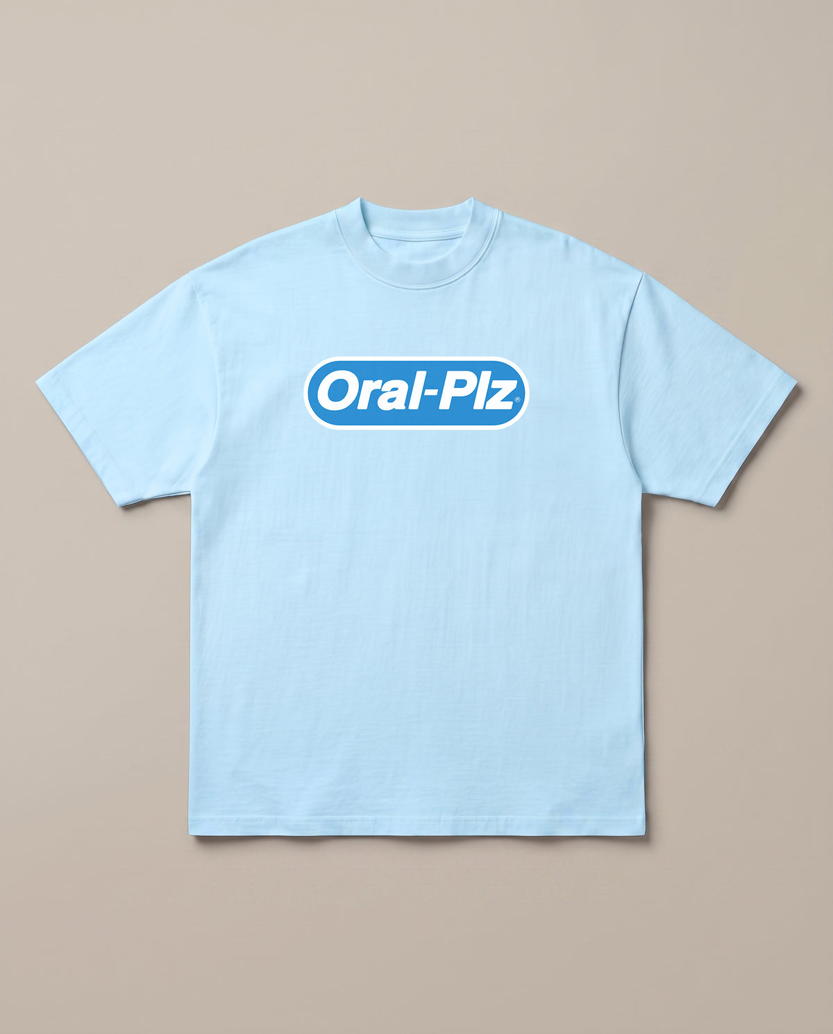 Oral Plz Baby Blue oversized t-shirt — oral b parody funny, front print