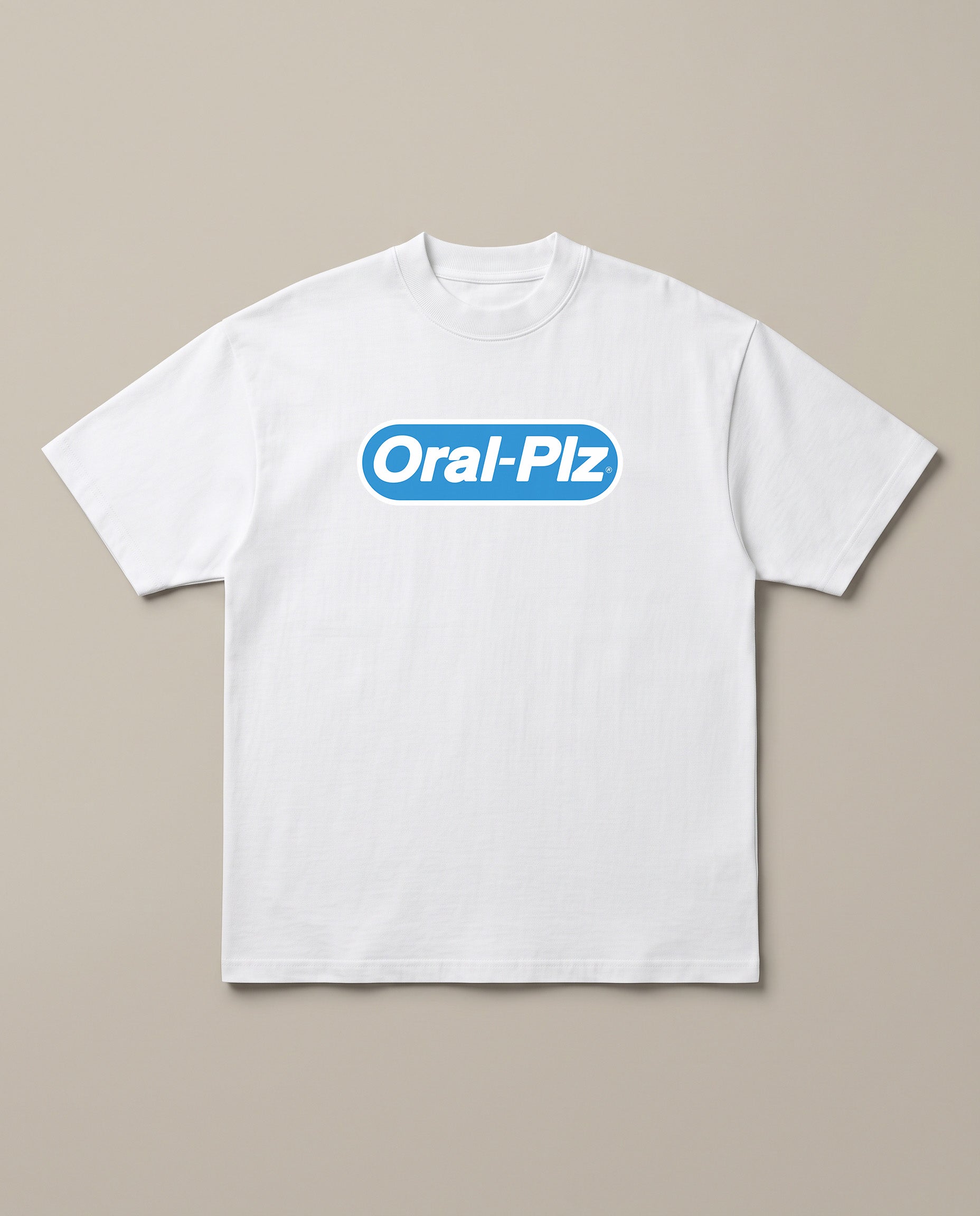 Oral Plz White oversized t-shirt — oral b parody funny, front print