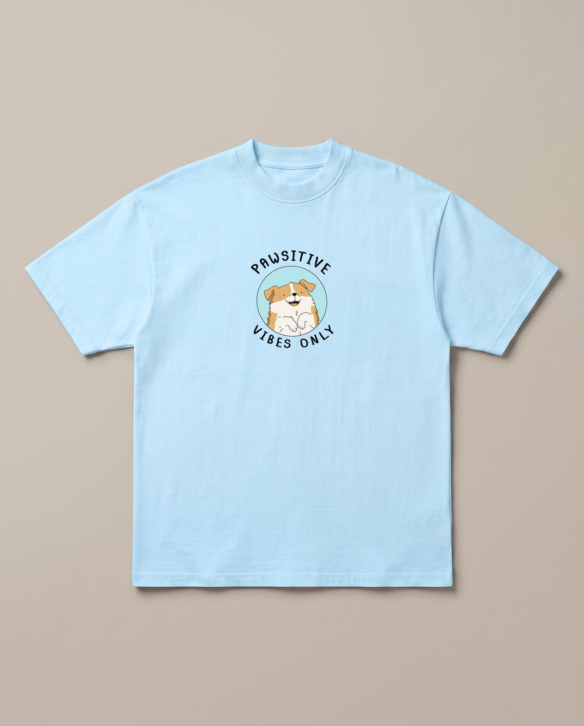 Pawsitive Baby Blue oversized t-shirt — positive vibes only from the doggy, front print