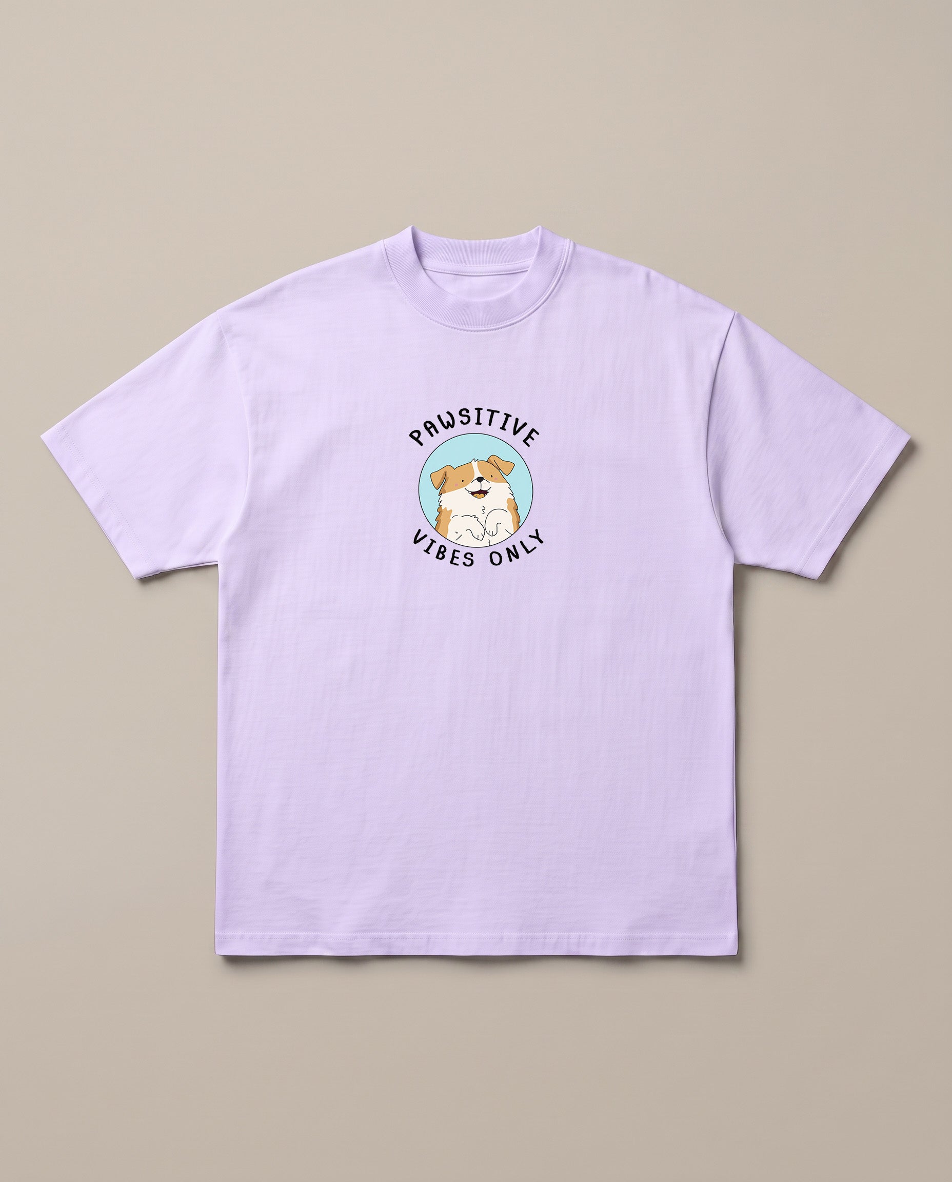 Pawsitive Lavender oversized t-shirt — positive vibes only from the doggy, front print