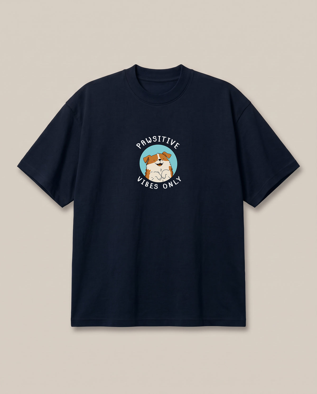 Pawsitive Navy oversized t-shirt — positive vibes only from the doggy, front print