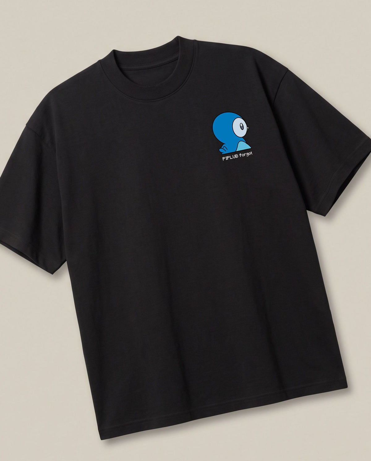Brain Buffering… Black oversized t-shirt — piplub pokemon forgot, angled view
