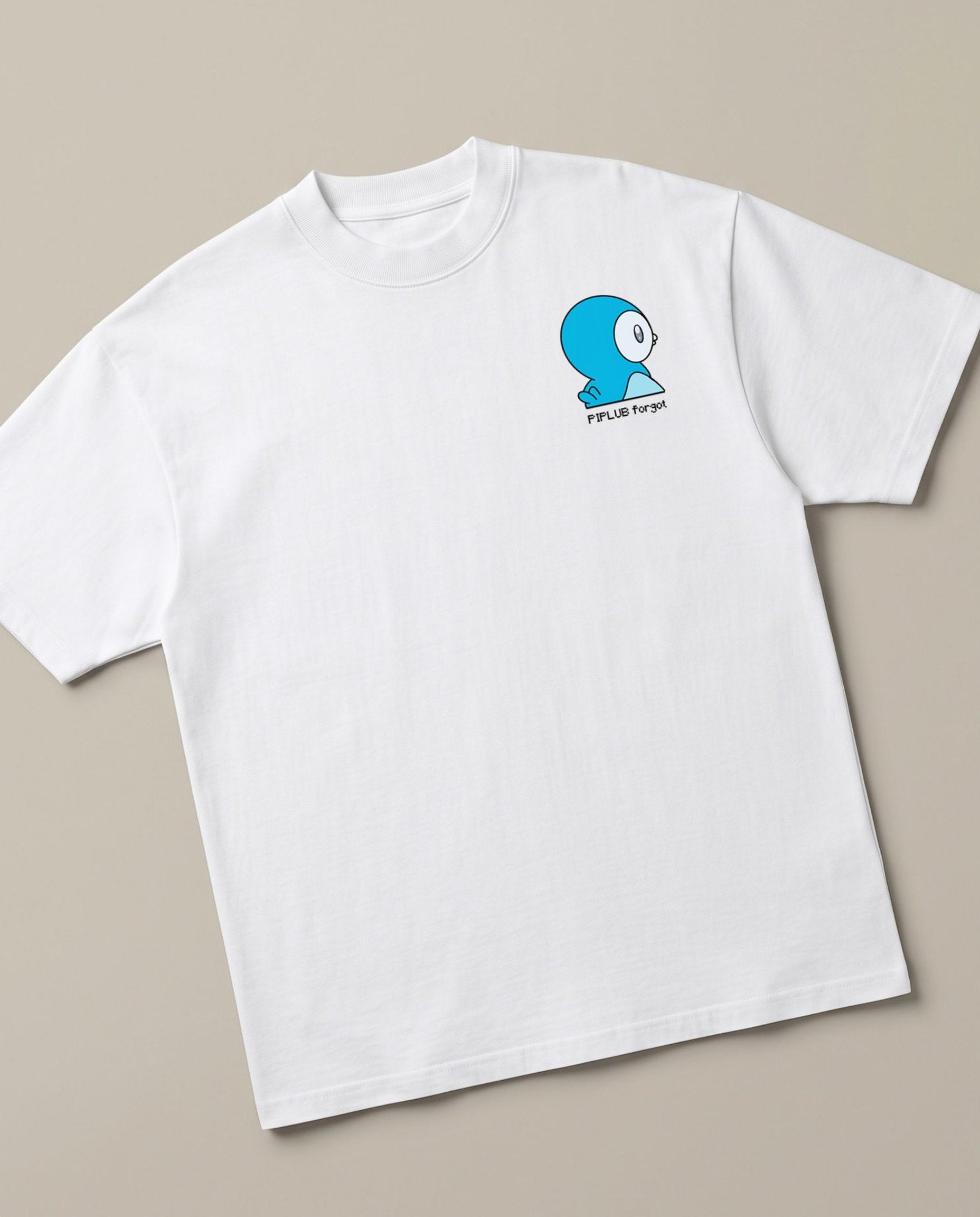 Brain Buffering… White oversized t-shirt — piplub pokemon forgot, angled view