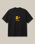 Poke Monday Black oversized t-shirt — pickachu is tired of monday, front print