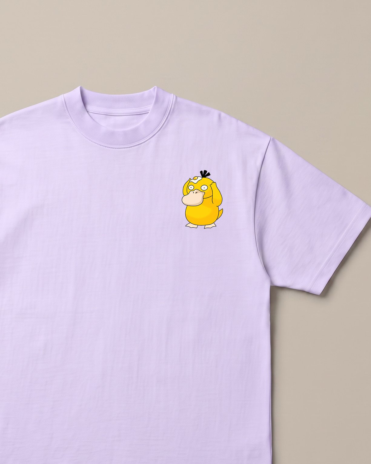 Psyduck Lavender oversized t-shirt — psyduck pokemon frying egg on his head out of confusion, front print