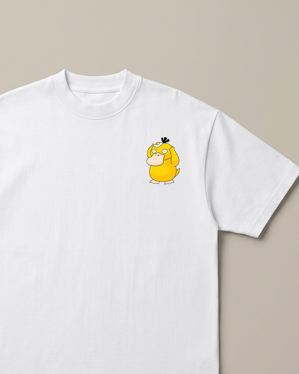 Psyduck White oversized t-shirt — psyduck pokemon frying egg on his head out of confusion, front print