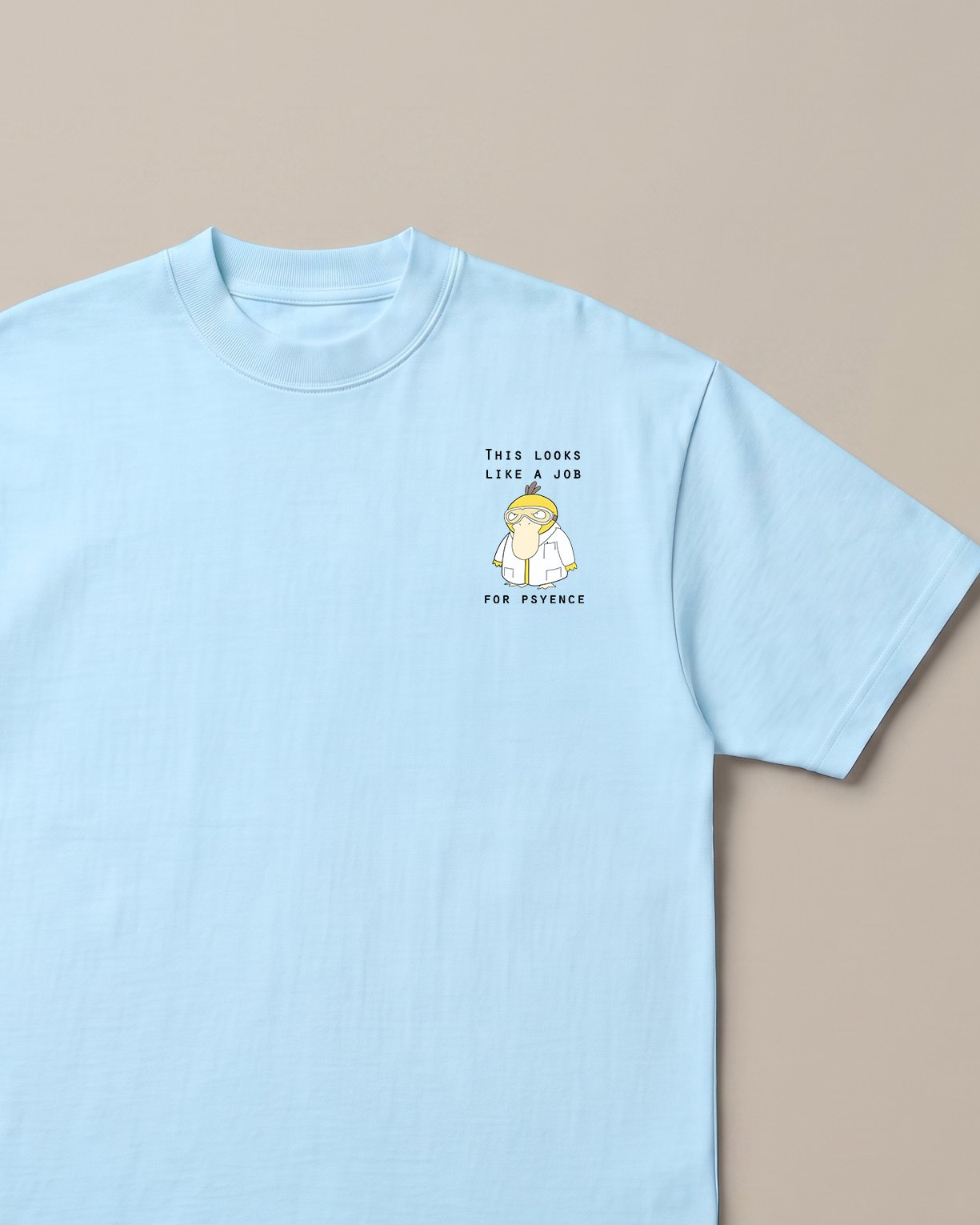Psyence Baby Blue oversized t-shirt — psyduck doctor be aware, front print