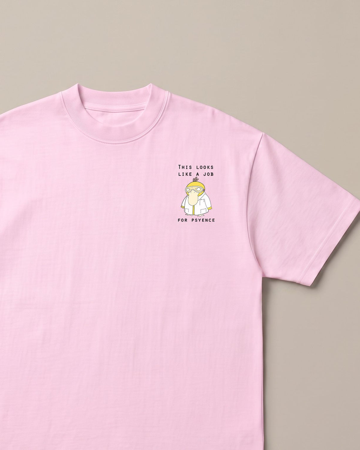 Psyence Baby Pink oversized t-shirt — psyduck doctor be aware, front print